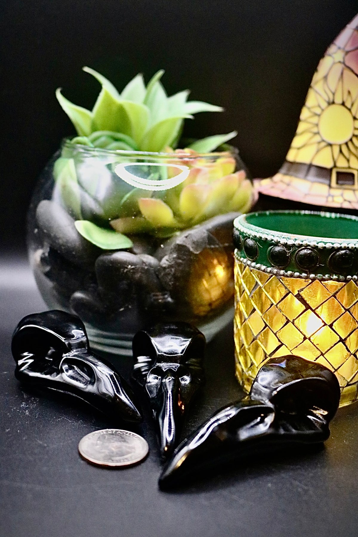 Black Obsidian Eagle Skulls
