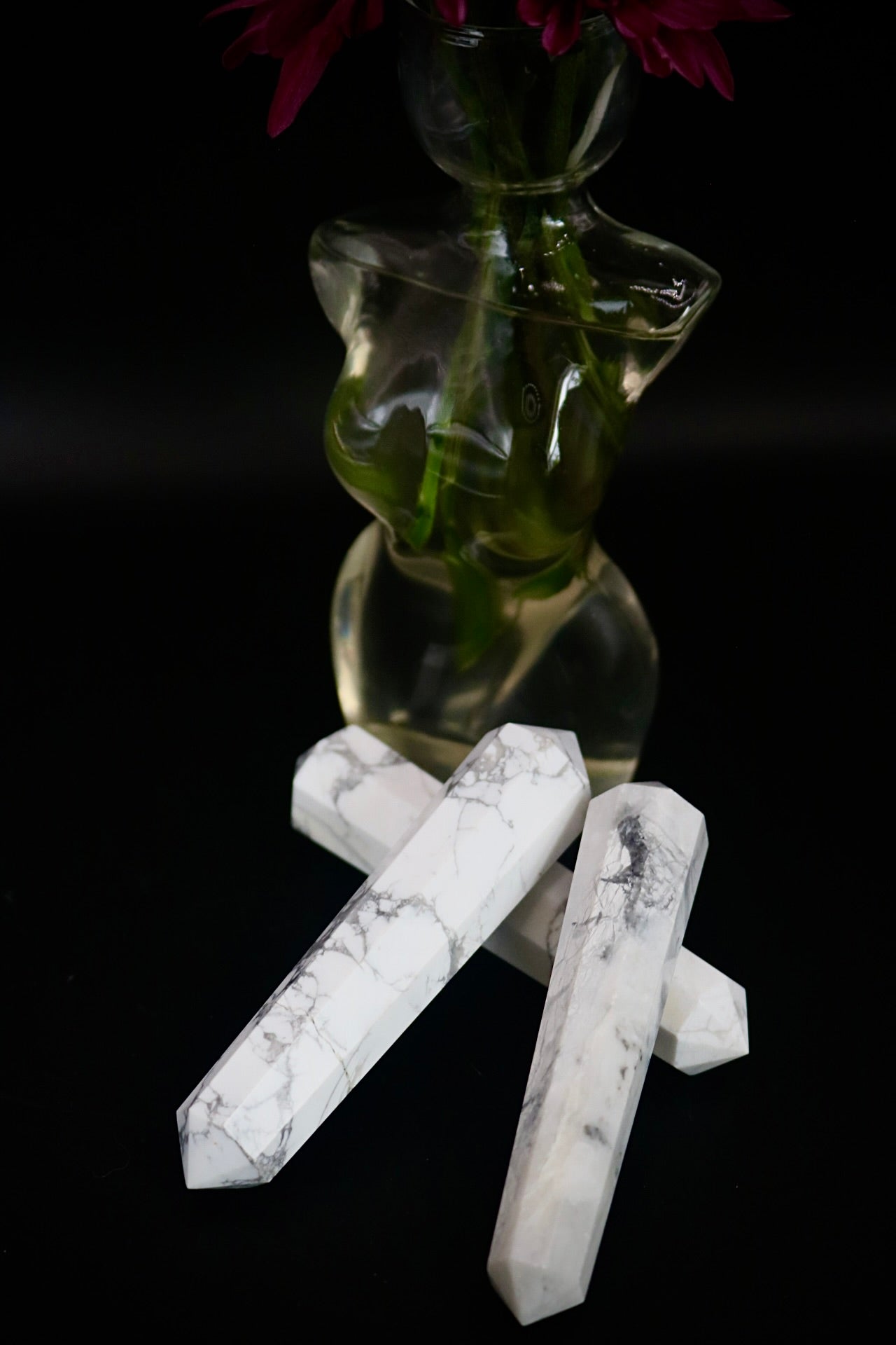 Howlite Double Toumalated Wand