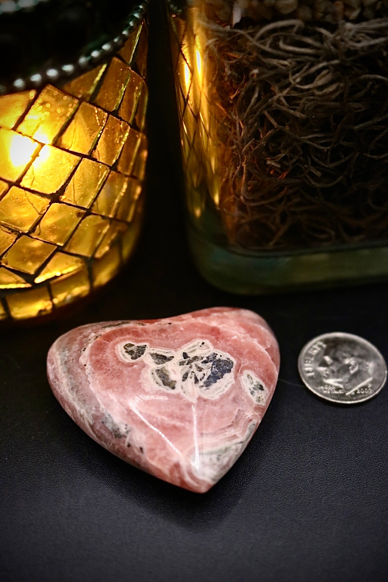 Rhodochrosite Heart Carving