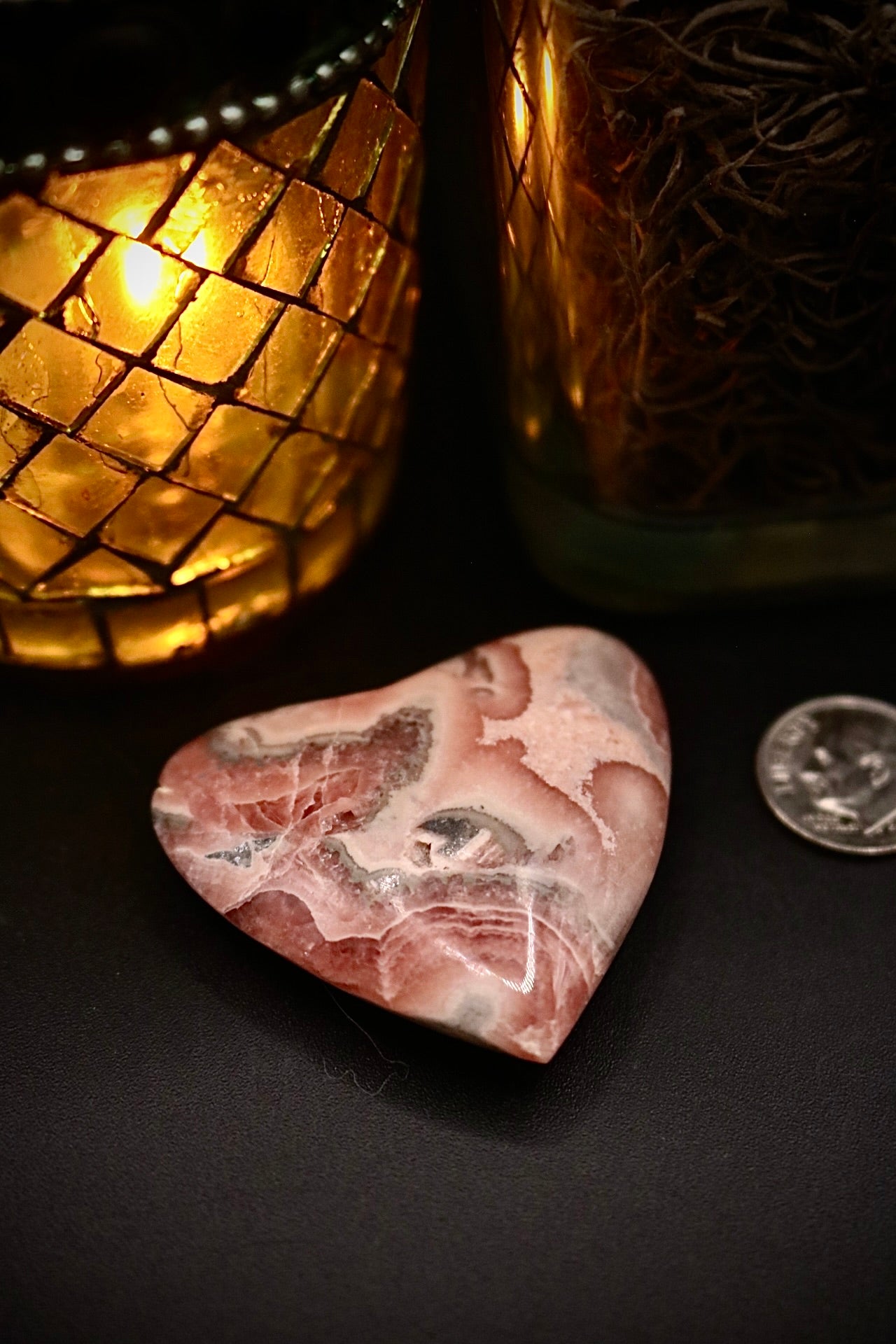Rhodochrosite Heart Carving