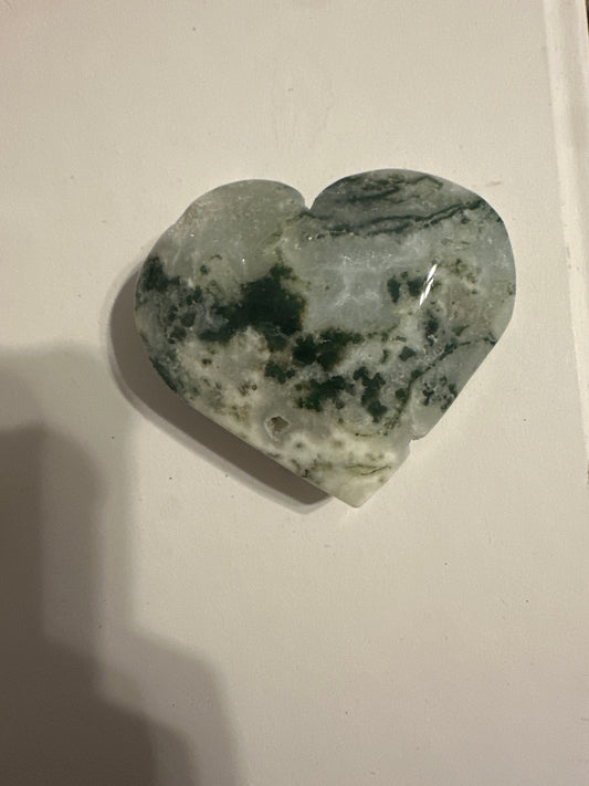 Moss Agate Druzy Heart (Medium)