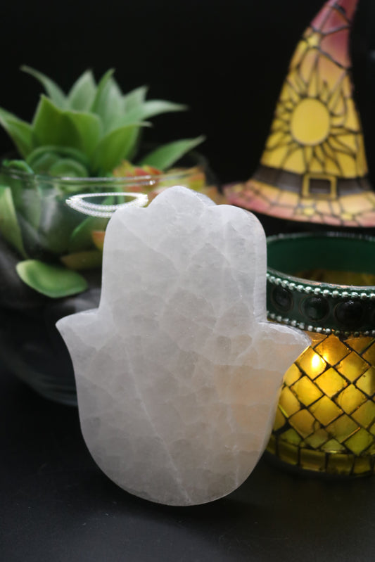 White Selenite Hamza Carving