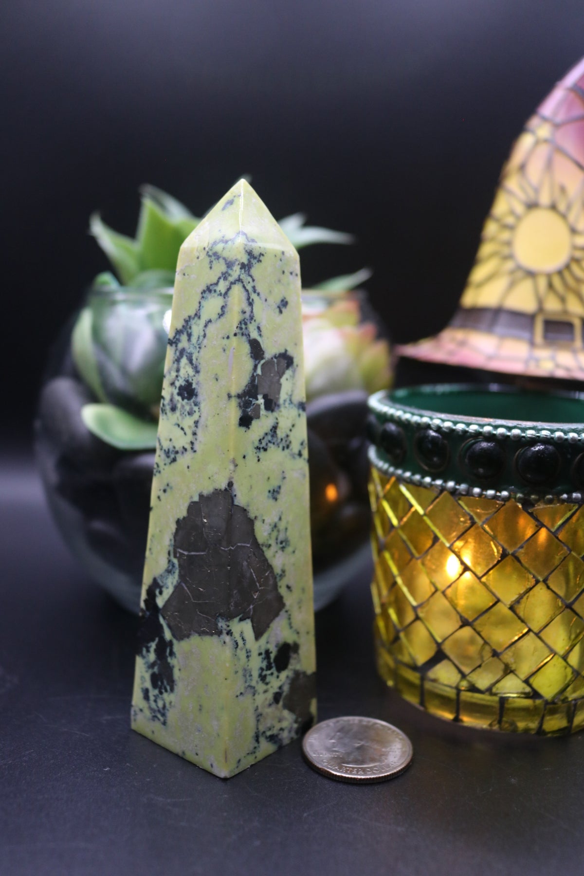Serpentine Tower with Pyrite Inclusions