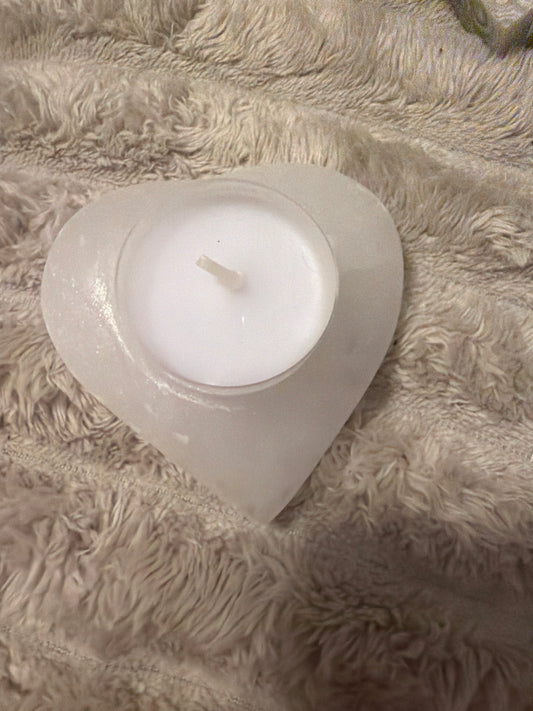 Moon Selenite Crystal Candle Holder