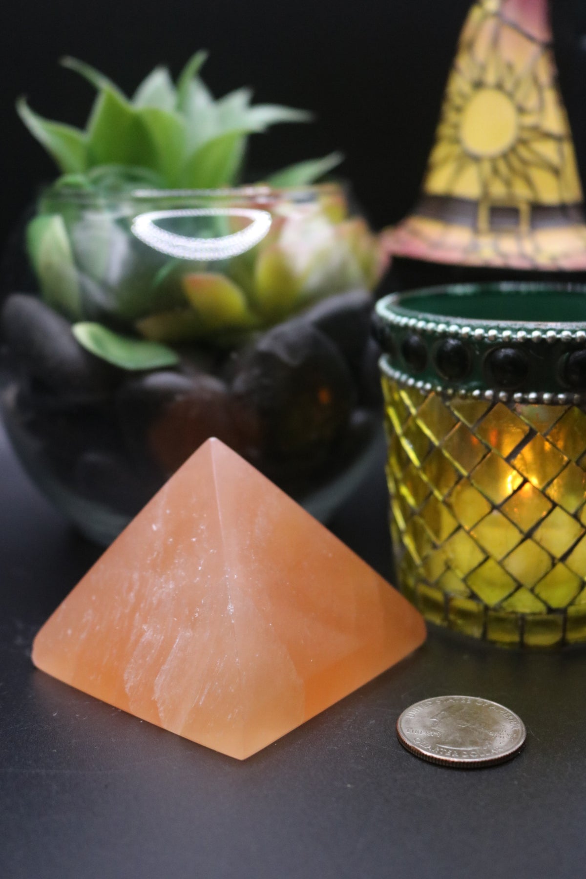 Peach Selenite Pyramid