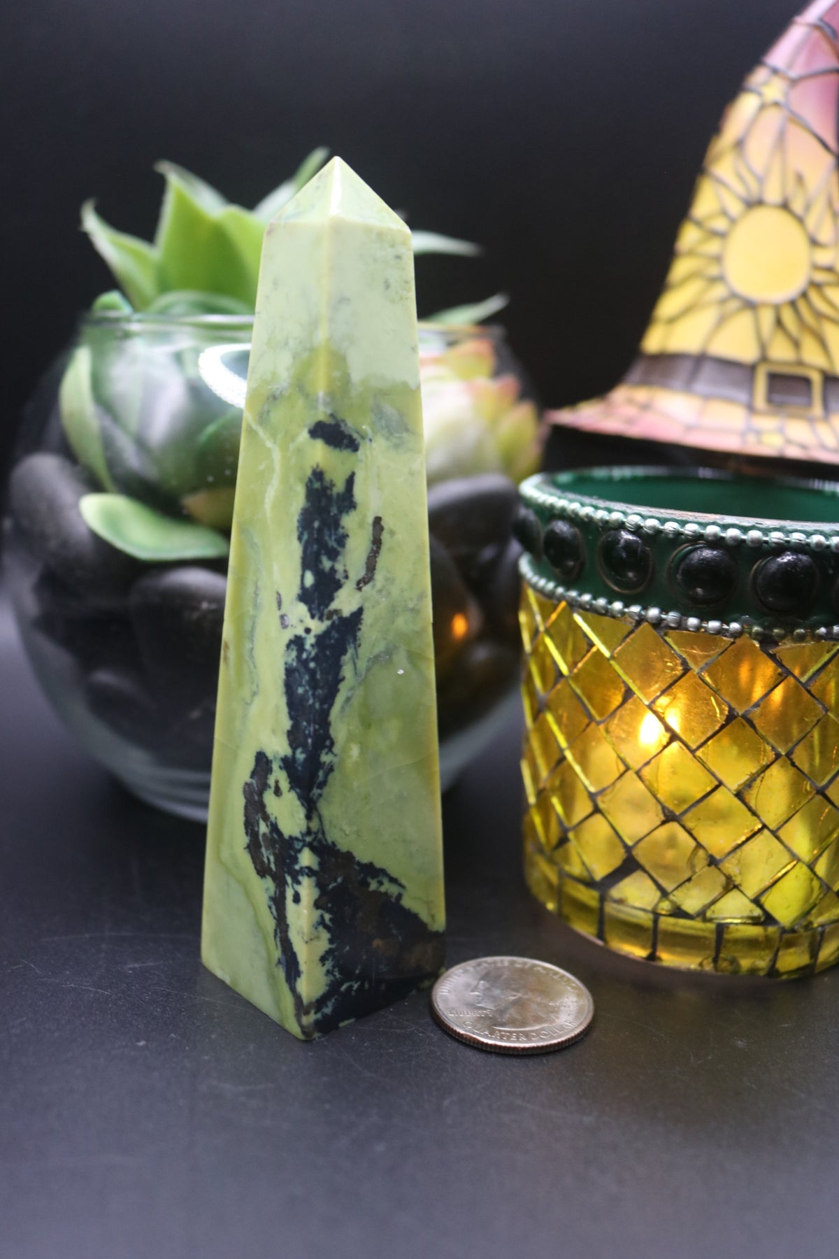 Serpentine Tower with Pyrite Inclusions