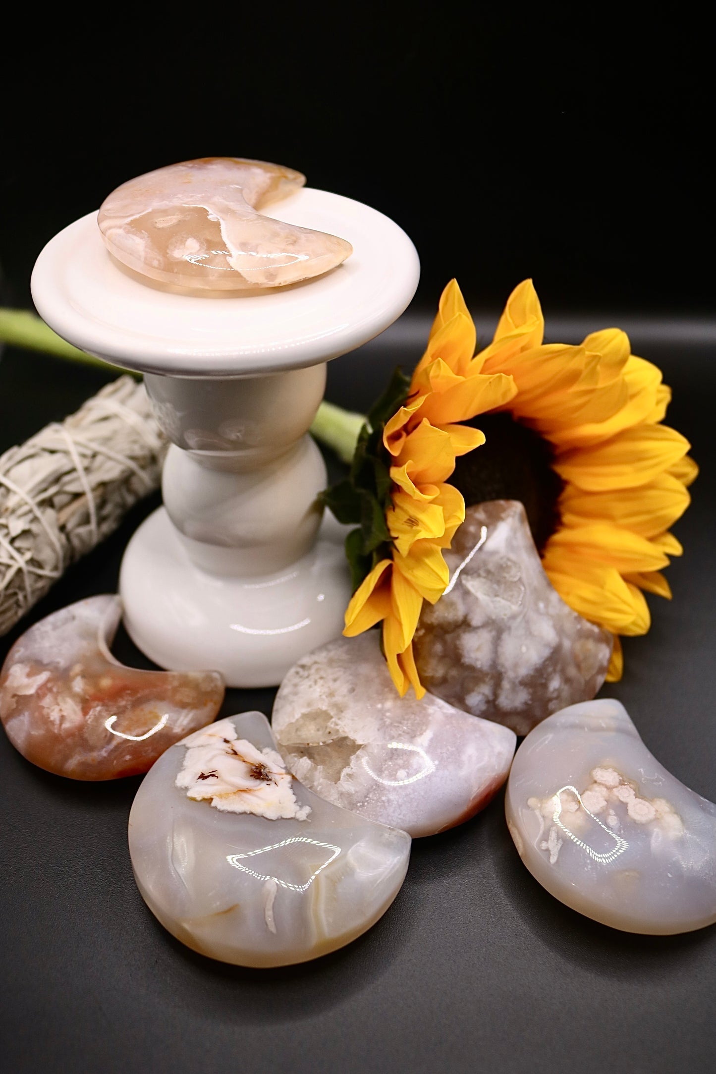 Flower Agate Moons