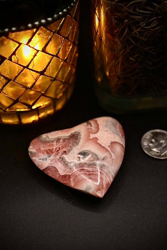 Rhodochrosite Heart Carving
