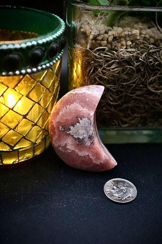 Rhodochrosite Moon Carving
