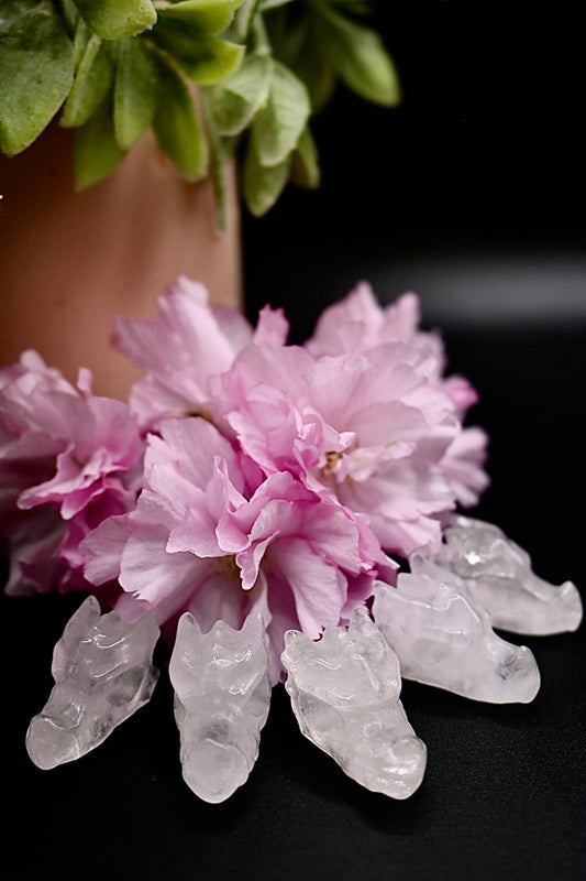 Clear Quartz Crystal Dragon Head Carving