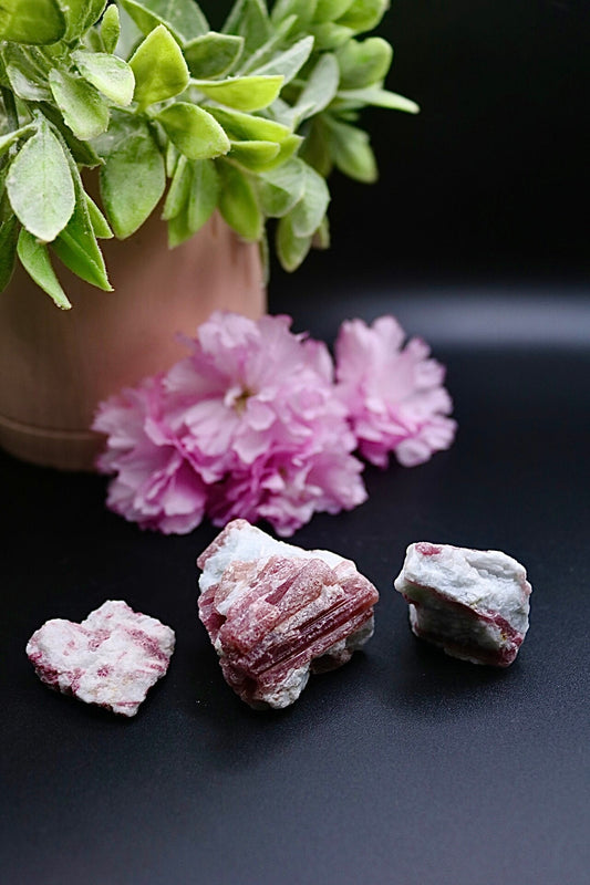 Pink Tourmaline On Matrix Raw Specimens