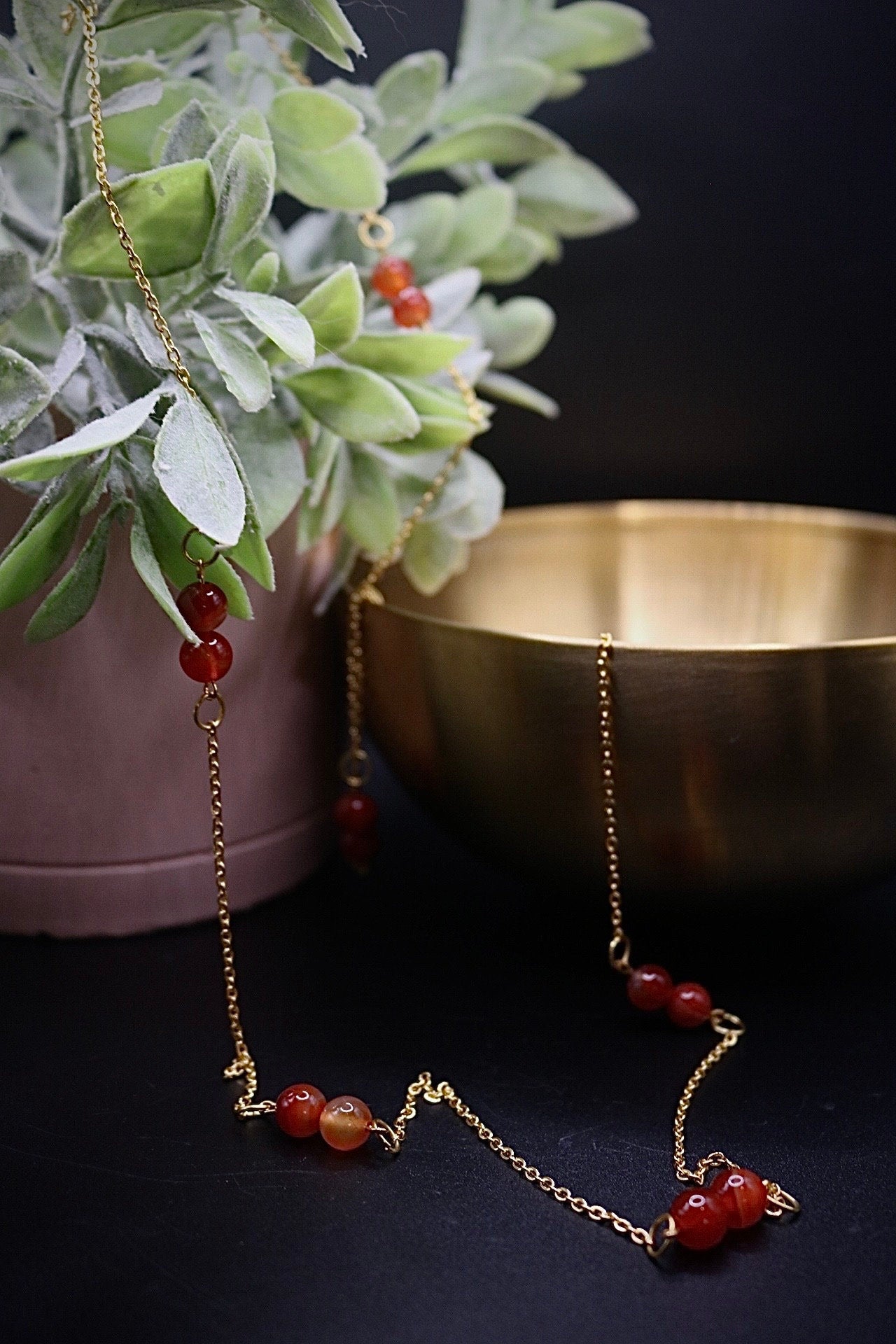 Carnelian and Gold Necklace