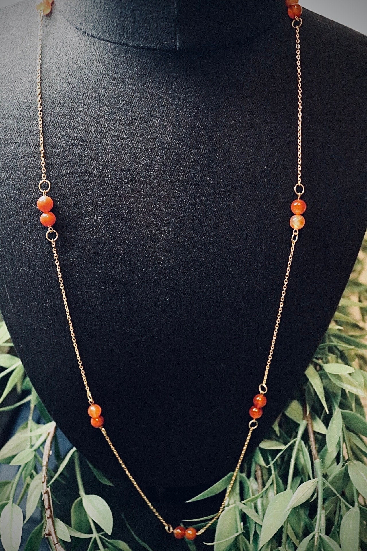 Carnelian and Gold Necklace